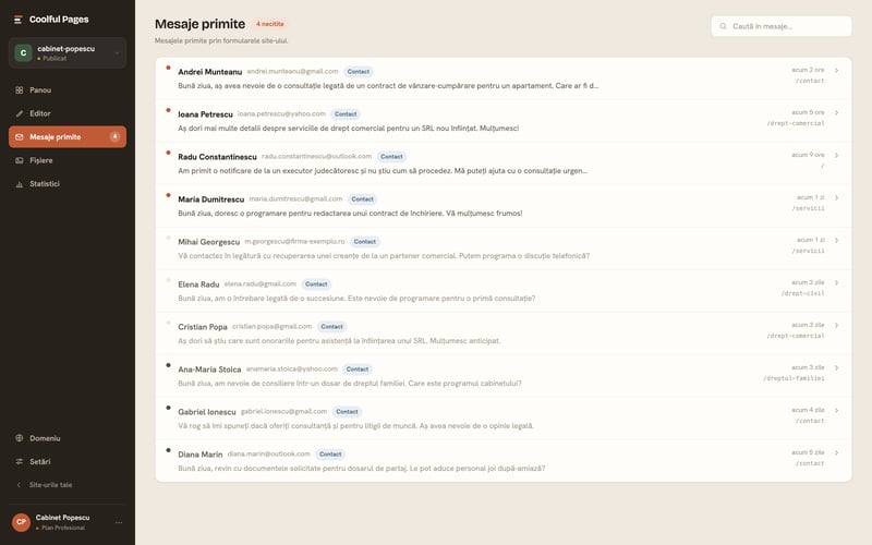 Mesaje primite in Coolful Pages